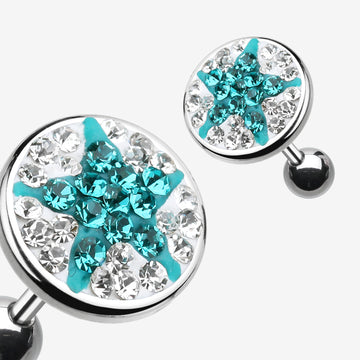 Shining Star Multi-Gem Cartilage Earring-Clear/Teal